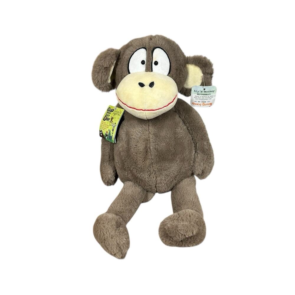Mary & Martha Brown Alys Monkey Movement Plush God Made Just‎ One Me 21" Stuffed